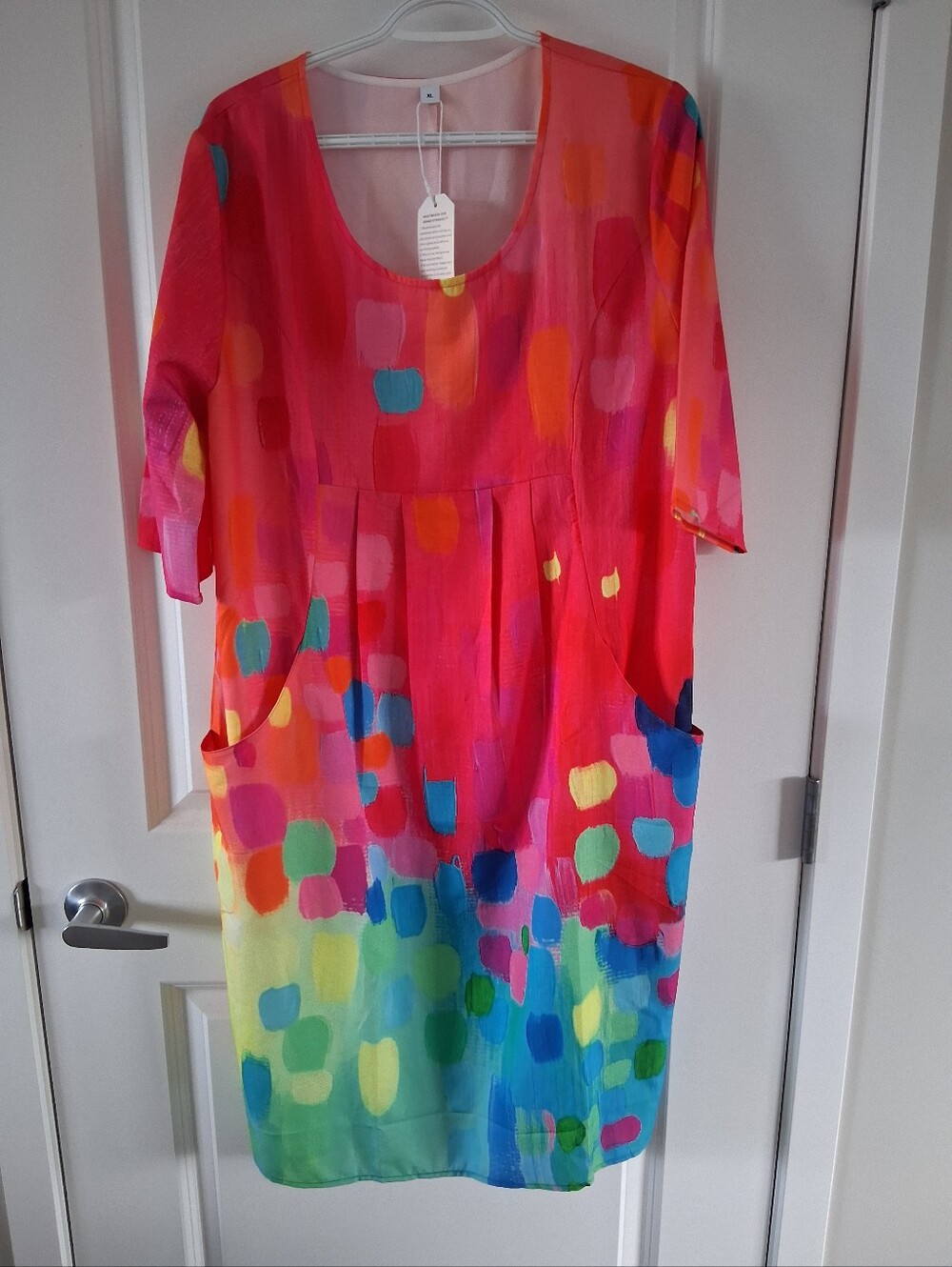 Bright Pink Multicolor Splash Dress